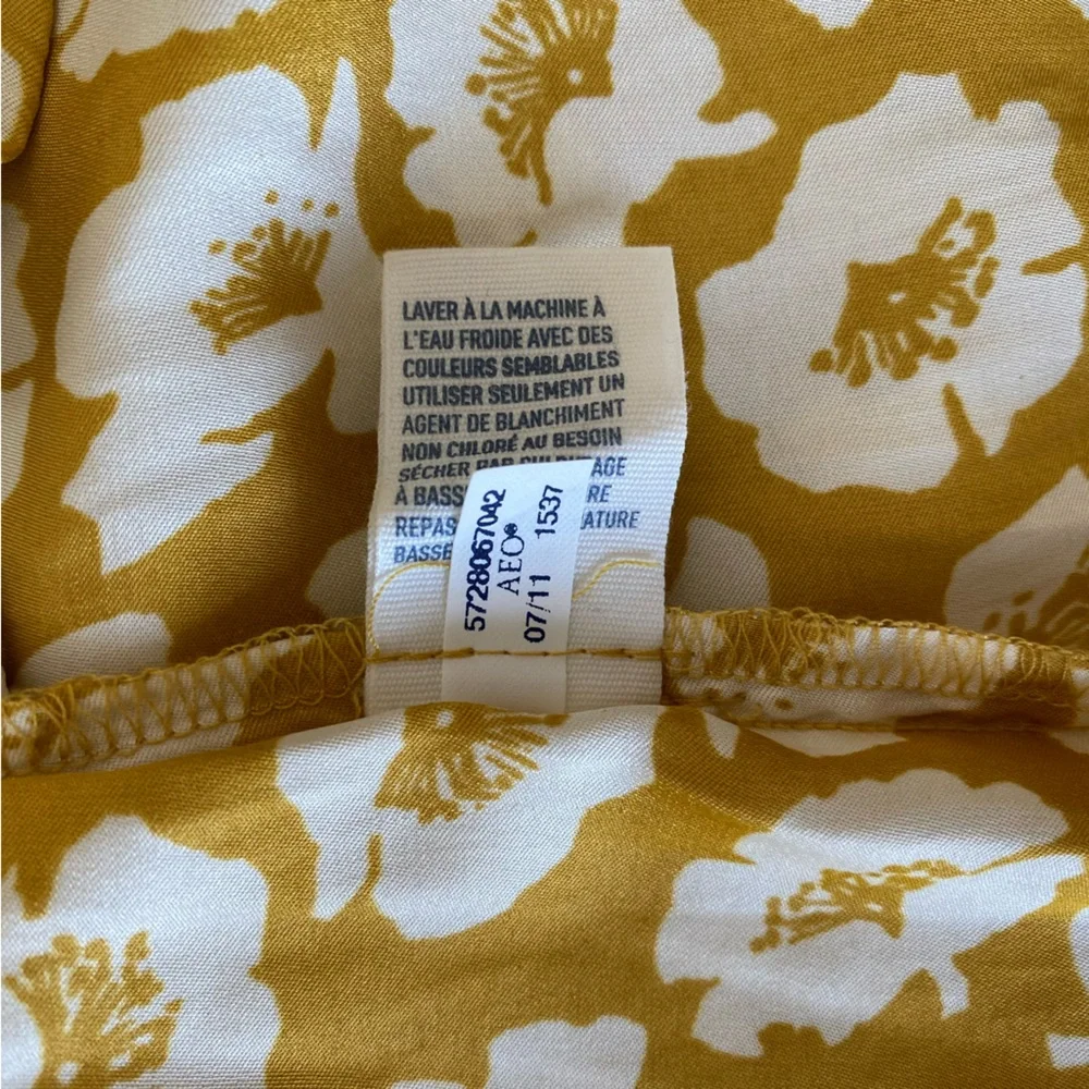 Yellow white floral paperbag mini skirt XXS